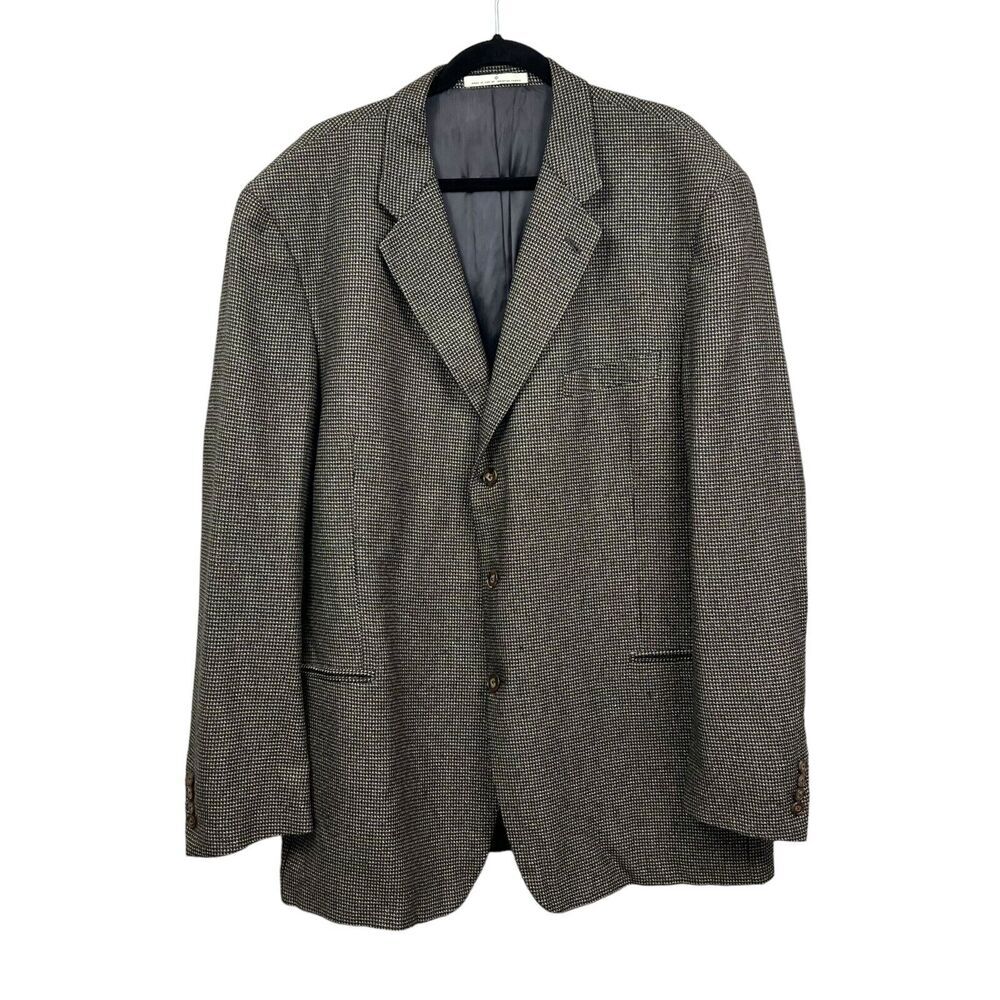 Joseph Abboud Mens Sport Coat Blazer Silk‎ Wool Super 100's Houndstooth Size 48L